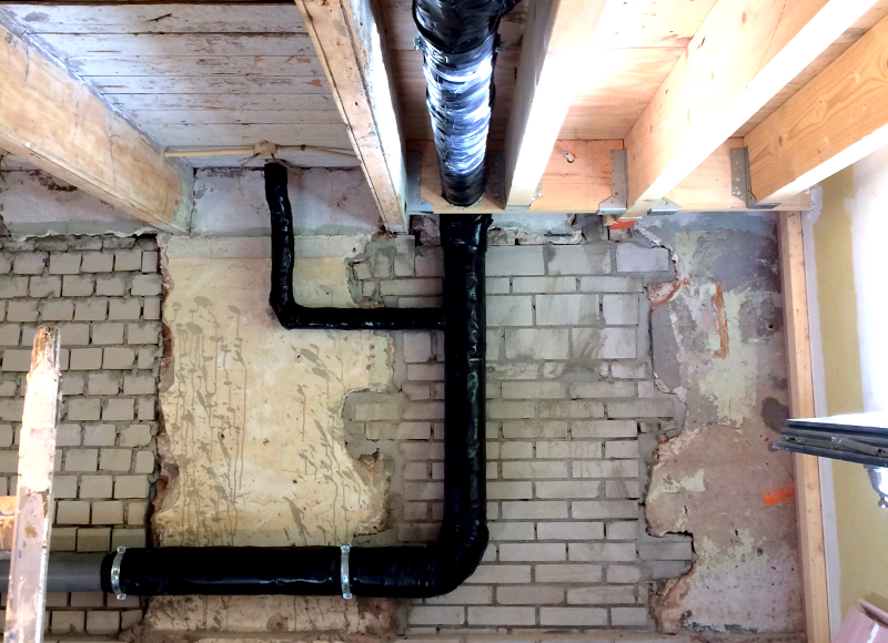 Soundproofing and insulation of pipes sewer pipes ducts