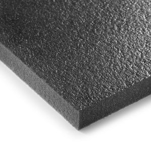 Acoustic foam with a protective PU foil top layer